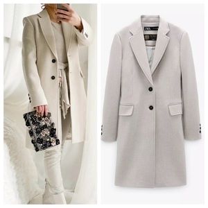 Zara Mantego White Wool Coat